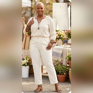 Retro Boho 16 Ab Solution Crop Cargo Carpenter Slimming White Jeans New